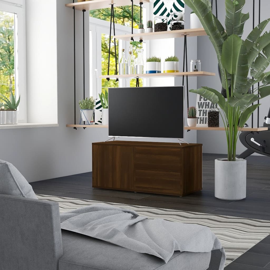 vidaXL Comodă TV, stejar maro, 80x34x36 cm, lemn prelucrat