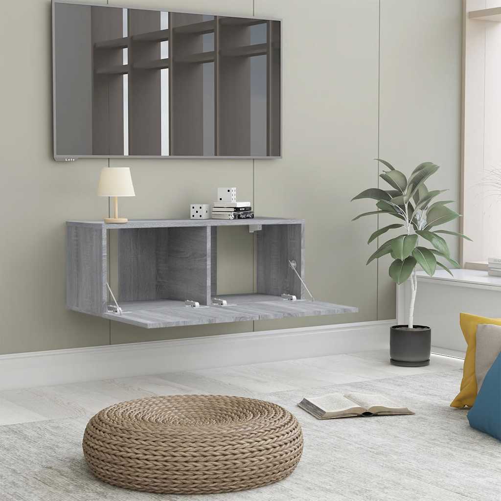 vidaXL Tv-meubel 80x30x30 cm bewerkt hout grijs sonoma eikenkleurig afbeelding