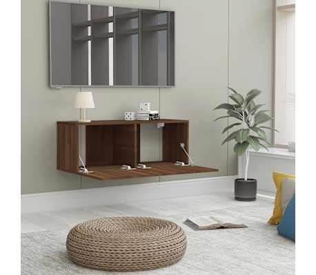 vidaXL Mueble para TV madera de ingeniería marrón roble 80x30x30 cm