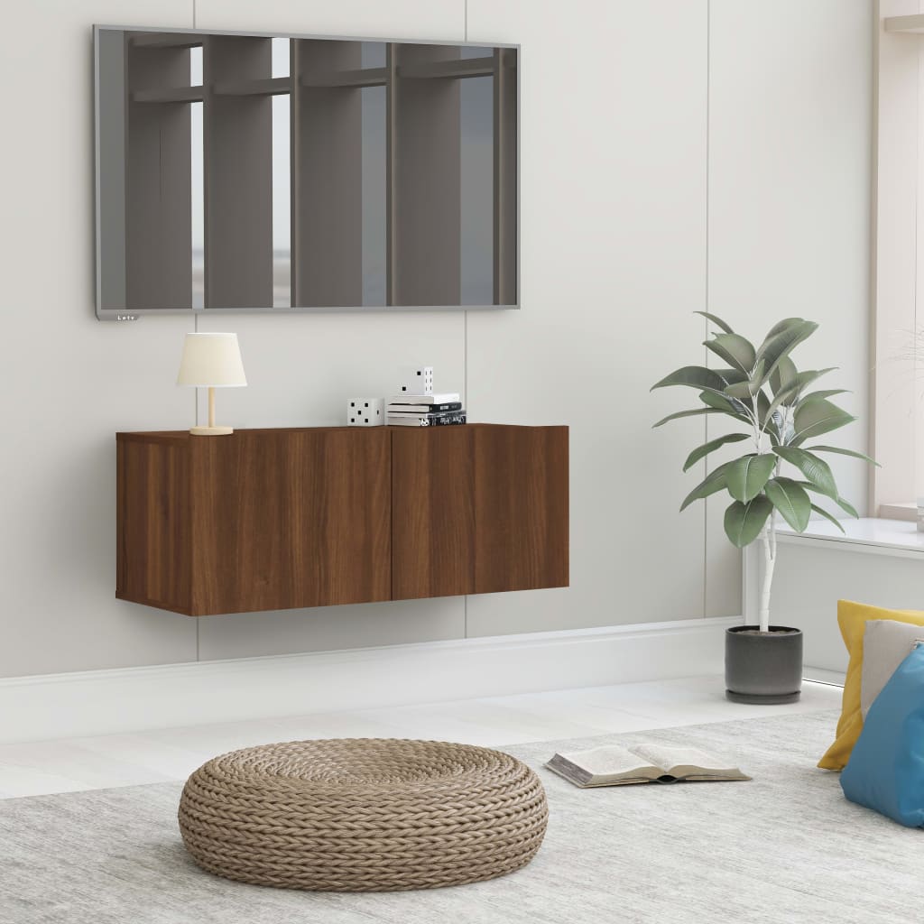 vidaXL Meuble TV Chêne marron 80x30x30 cm Bois d'ingénierie