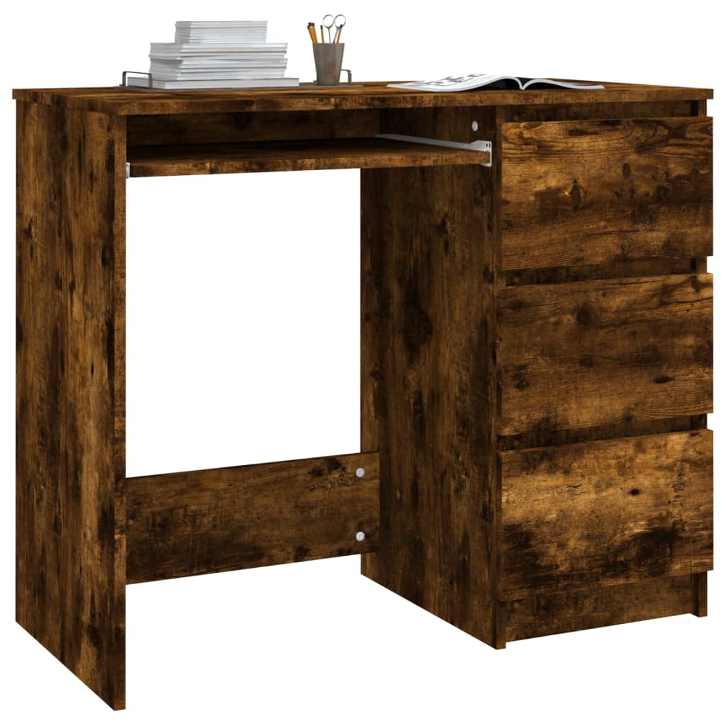 

vidaXL Bureau 90x45x76 cm bewerkt hout gerookt eikenkleurig