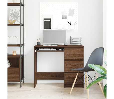 vidaXL Ty&ouml;p&ouml;yt&auml; ruskea tammi 90x45x76 cm tekninen puu