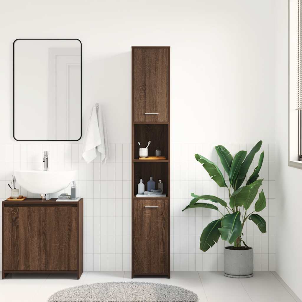 Thumbnail - vidaXL Badezimmerschrank Braun Eichen-Optik 30x30x183,5 cm