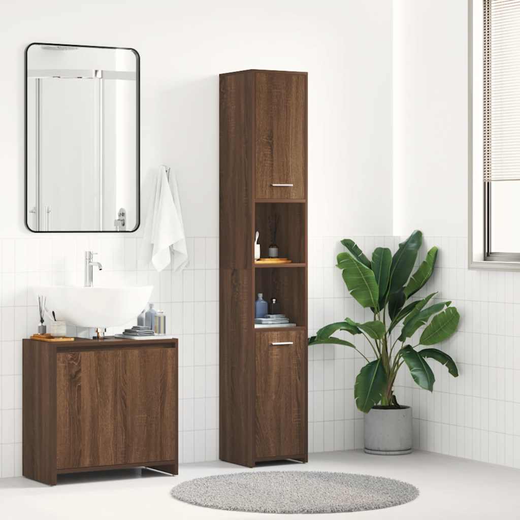 vidaXL Badezimmerschrank Braun Eichen-Optik 30x30x183,5 cm