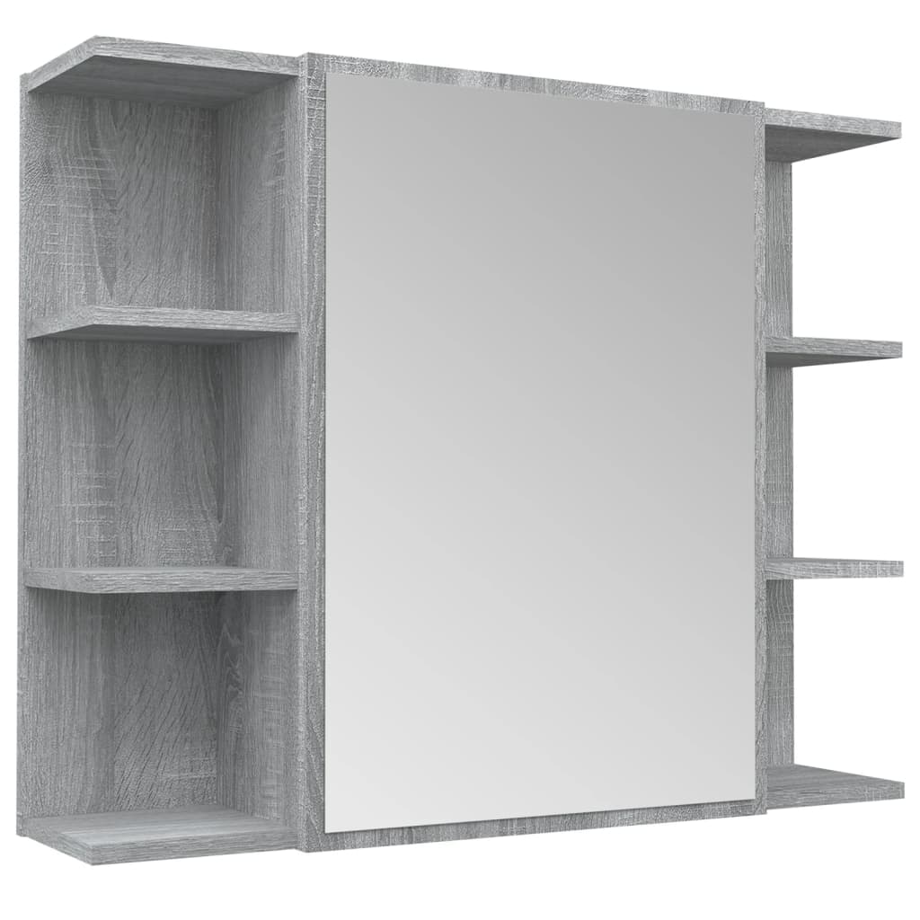 Bad-Spiegelschrank Grau Sonoma 80×20,5×64 cm Holzwerkstoff