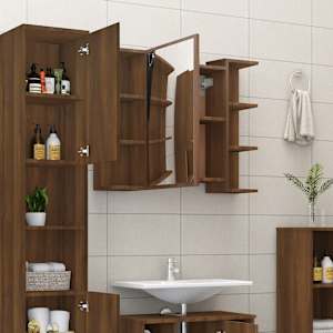 vidaXL Bad-Spiegelschrank Braun Eiche-Optik 80x20,5x64cm Holzwerkstoff