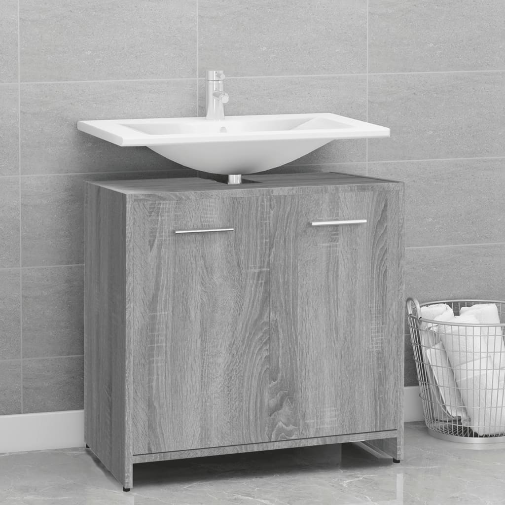 vidaXL badeværelsesskab 60x33x60 cm konstrueret træ grå sonoma-eg
