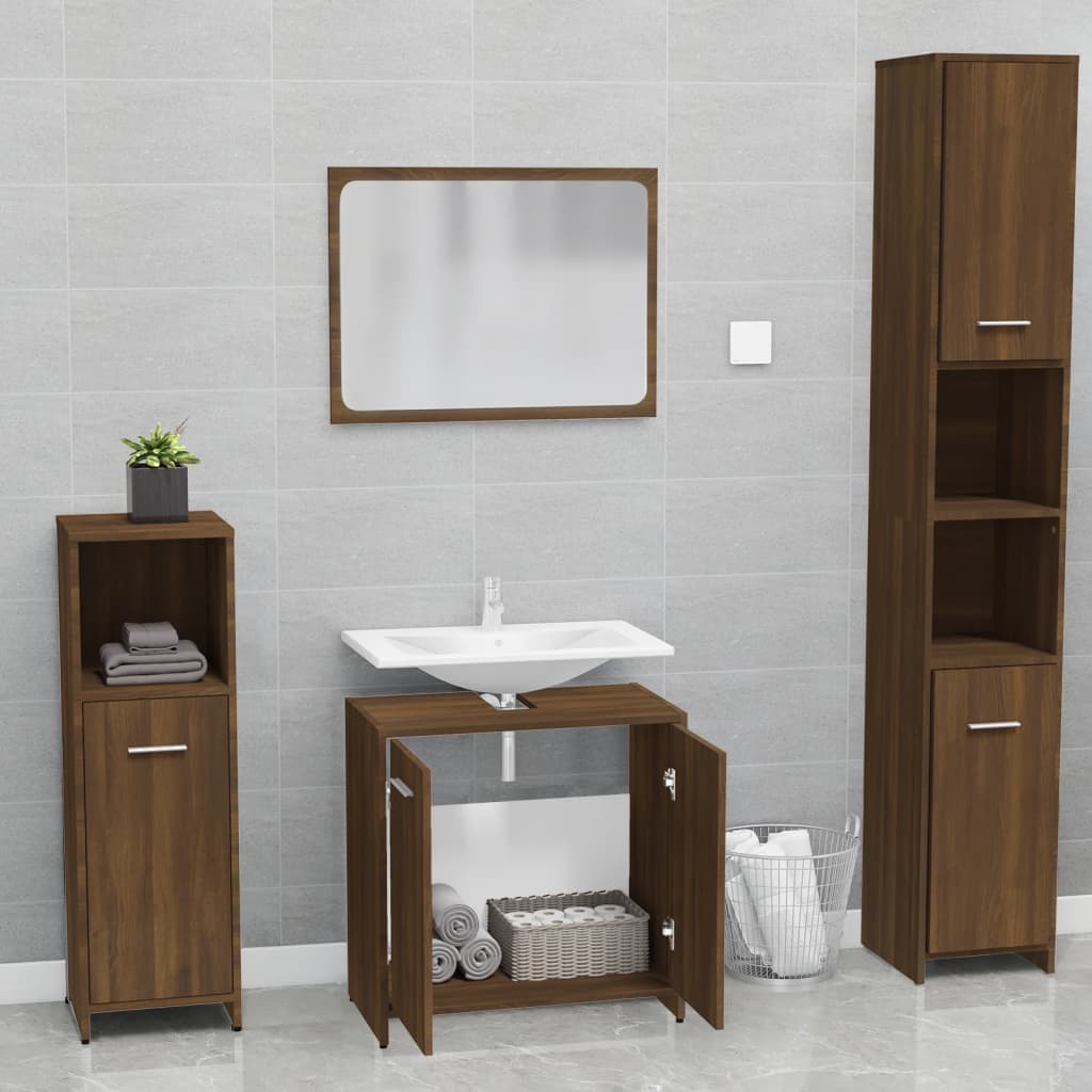 vidaXL Conj. móveis casa de banho derivados madeira carvalho castanho