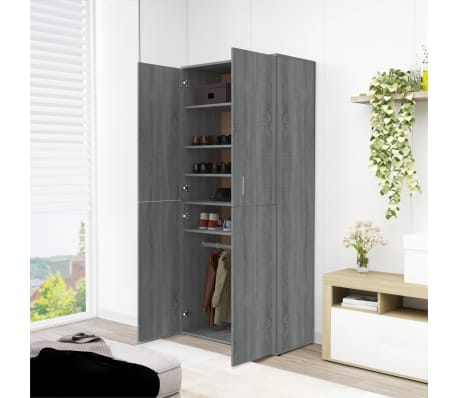 vidaXL Shoe Cabinet Grey Sonoma 80x39x178 cm Engineered Wood