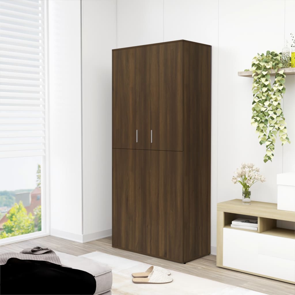 vida XL Schuhschrank Braun Eichen-Optik 80x 39x 178 cm Holzwerkstoff