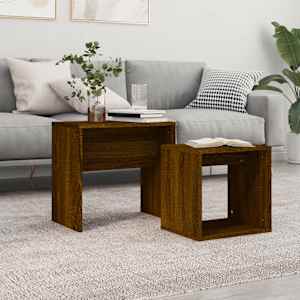 Komplet mizic 2-delni rjavi hrast inženirski les