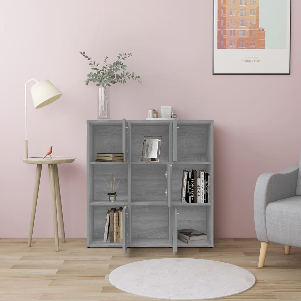vidaXL Boekenkast 90x30x90 cm bewerkt hout grijs sonoma eikenkleurig afbeelding