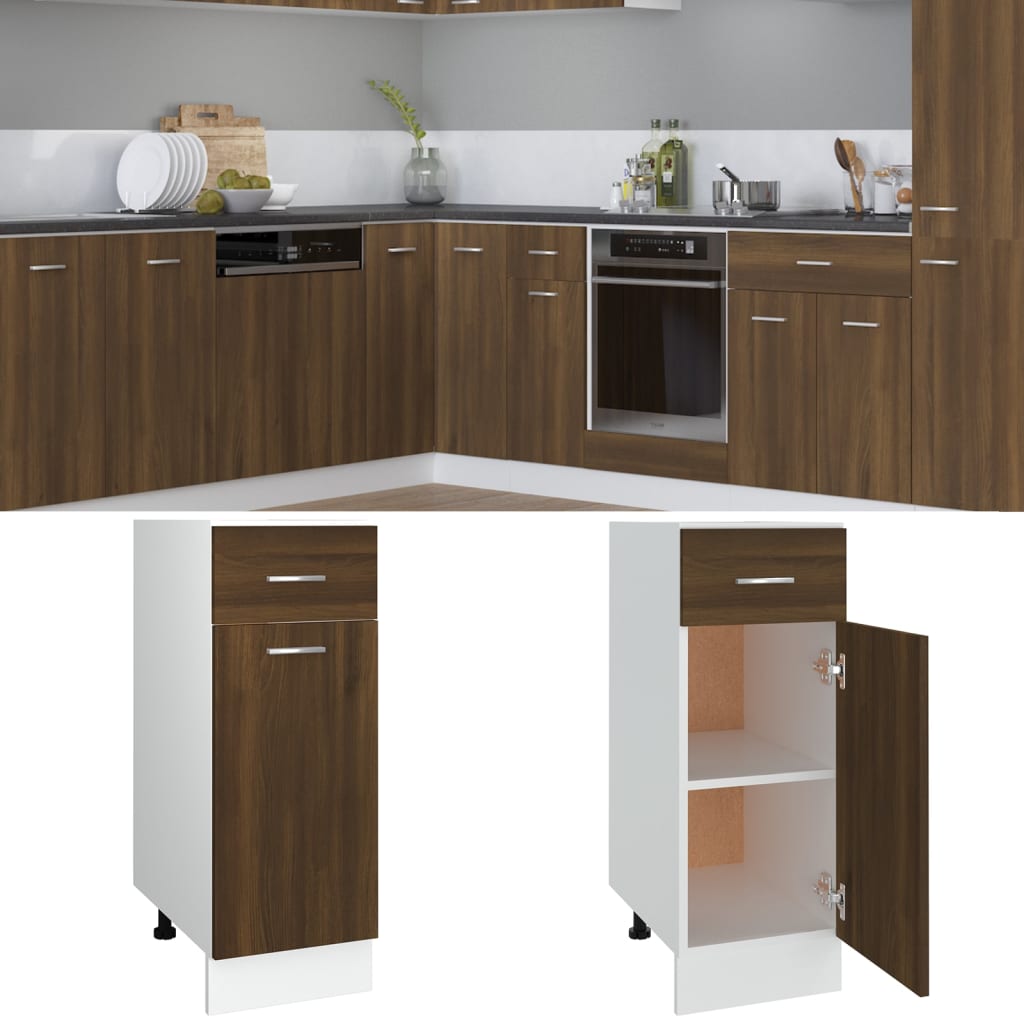 Unterschrank mit Schublade Braun Eichen-Optik 30x46x81,5 cm Grau Sonoma 1 Mikrowellenumbauschrank 60 cm