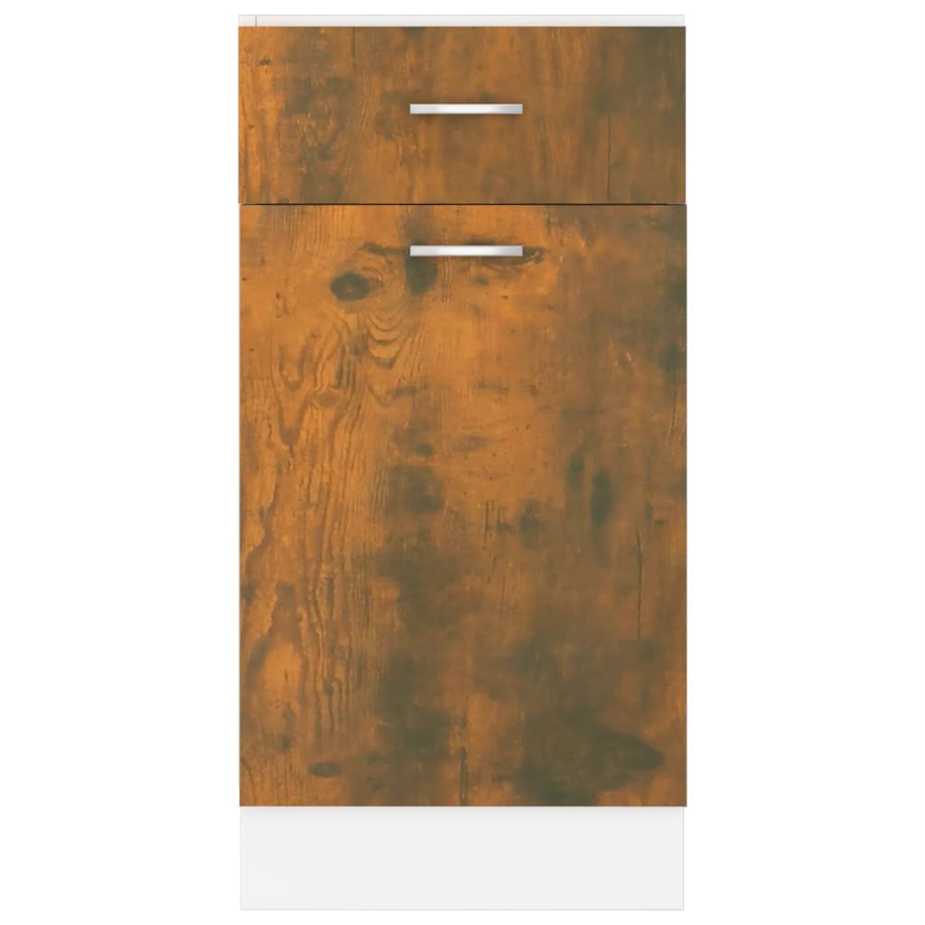Füstös tölgyszínű szerelt fa fiókos alsószekrény 40x46x81,5 cm 