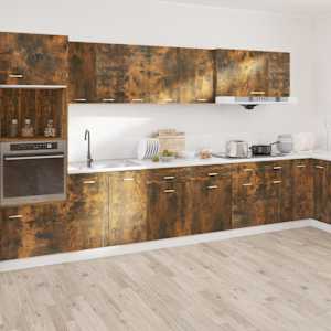 vidaXL Armario bajo de cocina “Lyon” madera ingeniería roble ahumado