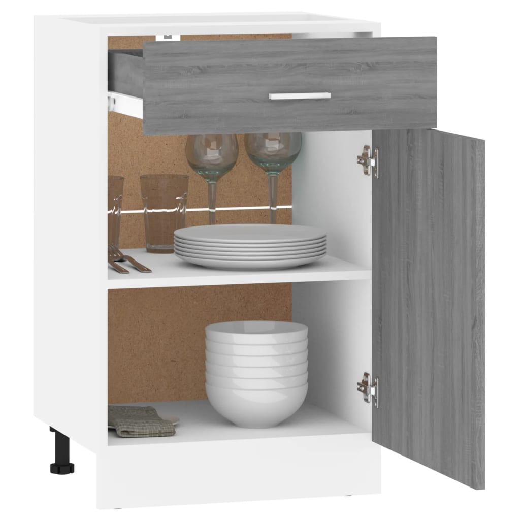 Apatinė spintelė su stalčiumi, pilka, 50x46x81,5cm, mediena | Stepinfit