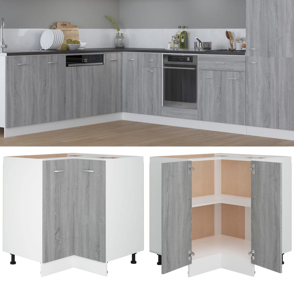 vidaXL Dulap de bucătărie, gri sonoma, 75,5x75,5x80,5 cm lemn compozit