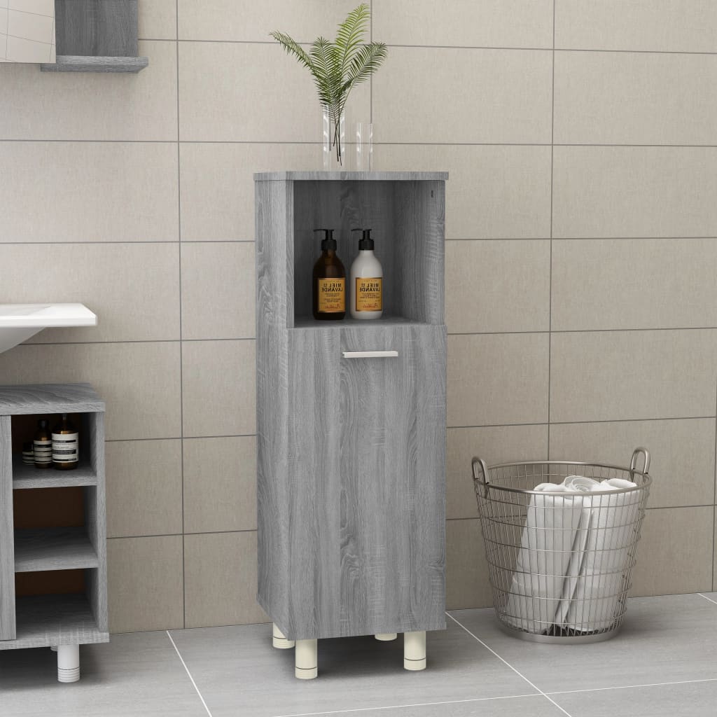 vidaXL badeværelsesskab 30x30x95 cm konstrueret træ grå sonoma-eg
