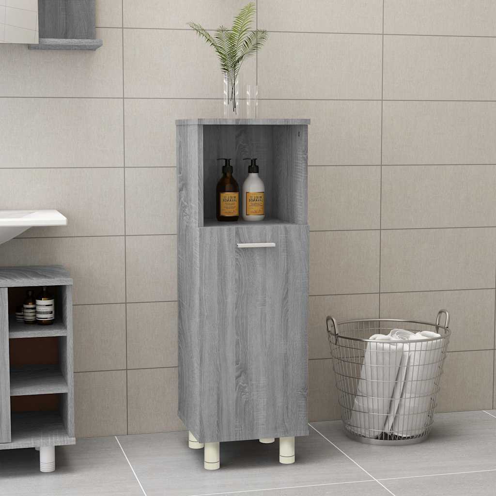 vidaXL badeværelsesskab 30x30x95 cm konstrueret træ grå sonoma-eg