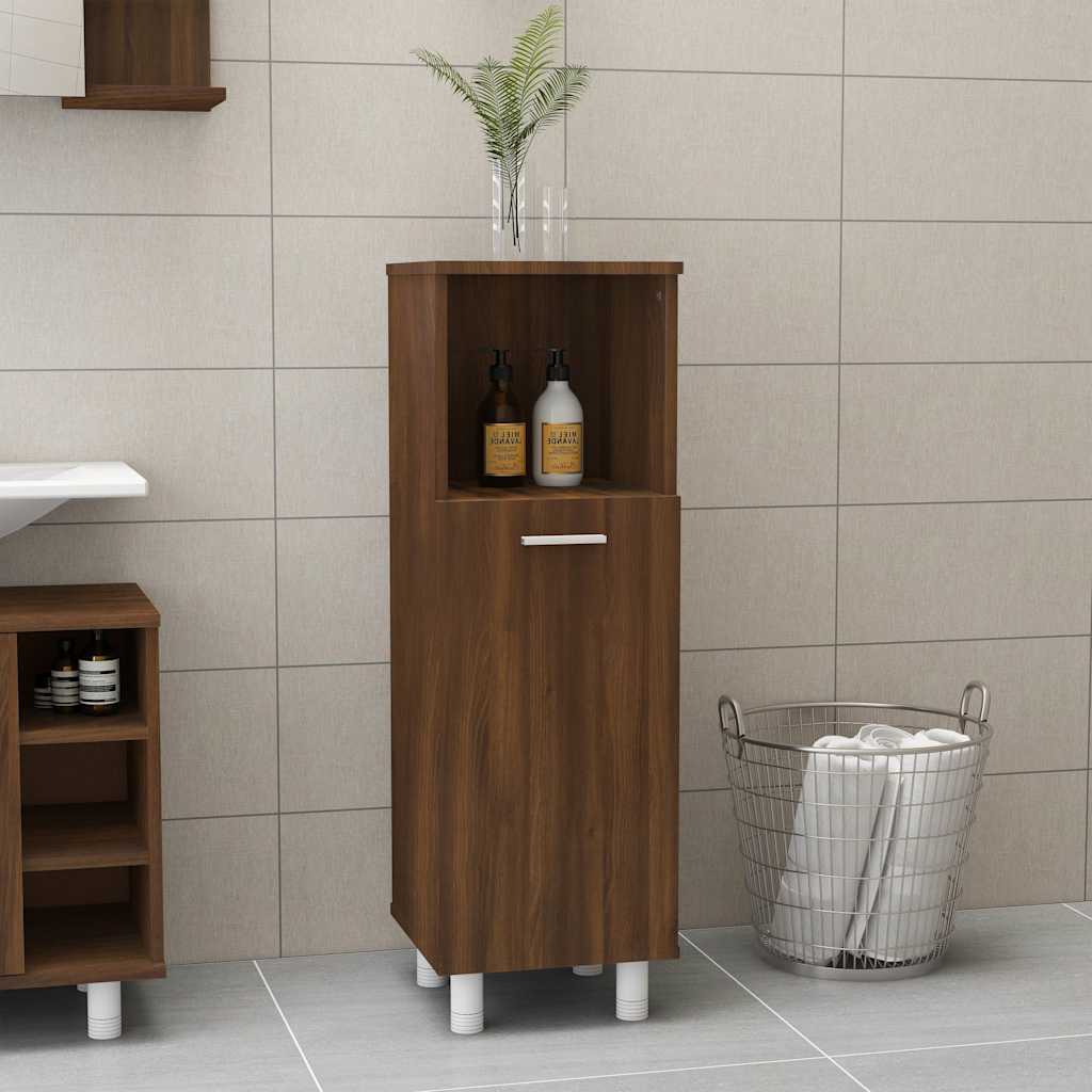 vidaXL badeværelsesskab 30x30x95 cm konstrueret træ brunt egetræ