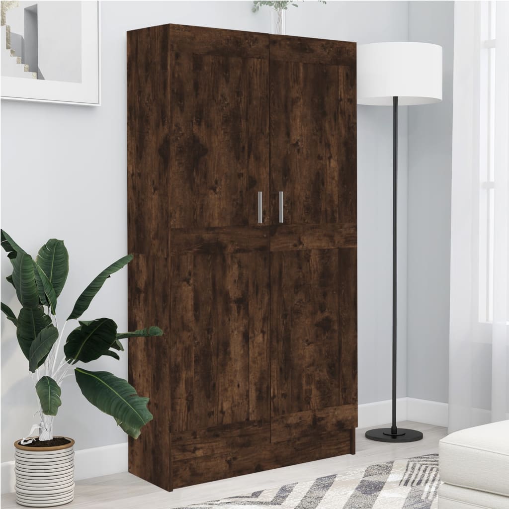 vidaXL Bücherschrank Räuchereiche 82,5x30,5x150 cm Holzwerkstoff