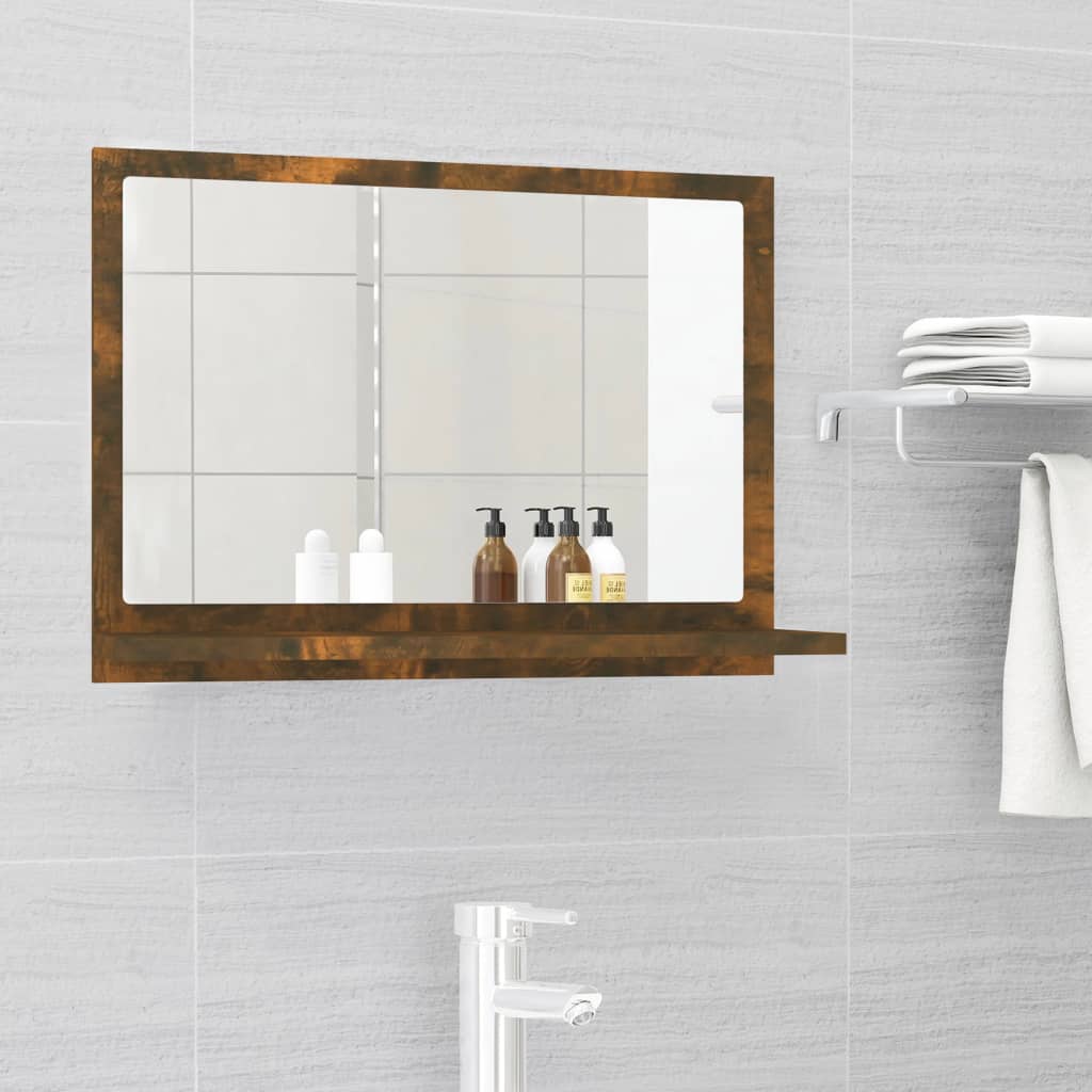 Petrashop  Koupelnové zrcadlo kouřový dub 60x10,5x37 cm kompozitní dřevo