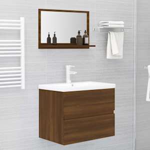 Koupelnové zrcadlo hnědý dub 60x10,5x37 cm kompozitní dřevo - obrázek 5