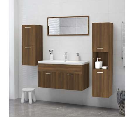 vidaXL Badezimmerschrank Braun Eichen-Optik 30x30x130 cm Holzwerkstoff