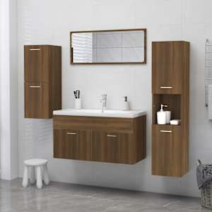 vidaXL Badezimmerschrank Braun Eichen-Optik 30x30x130 cm Holzwerkstoff