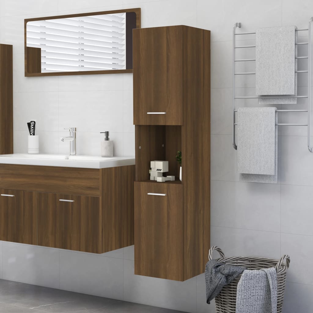 vidaXL Armoire de bain Chêne marron 30x30x130 cm Bois d'ingénierie