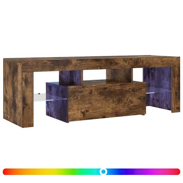vidaXL telerialus LED-tuledega, suitsutatud tamm, 120 x 35 x 40 cm