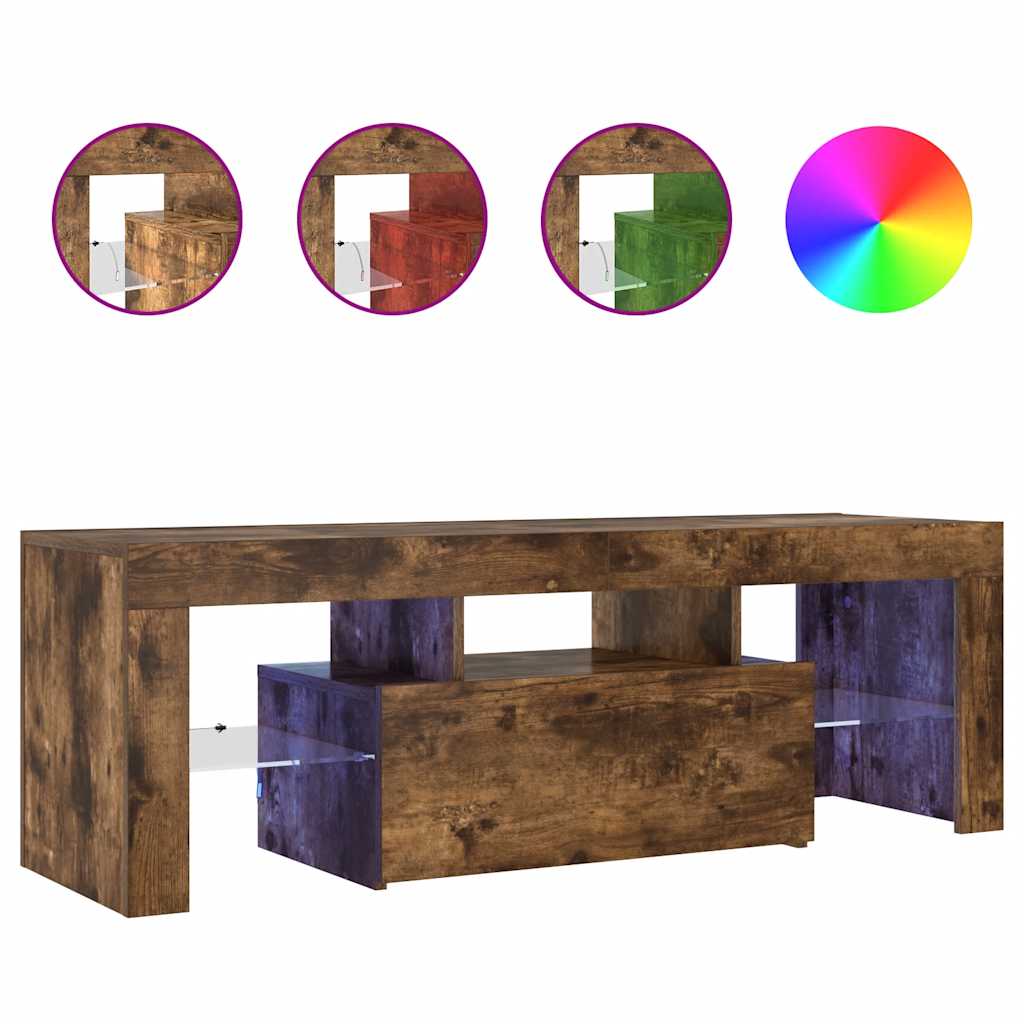 vidaXL TV skříňka s LED osvětlením kouřový dub 120 x 35 x 40 cm