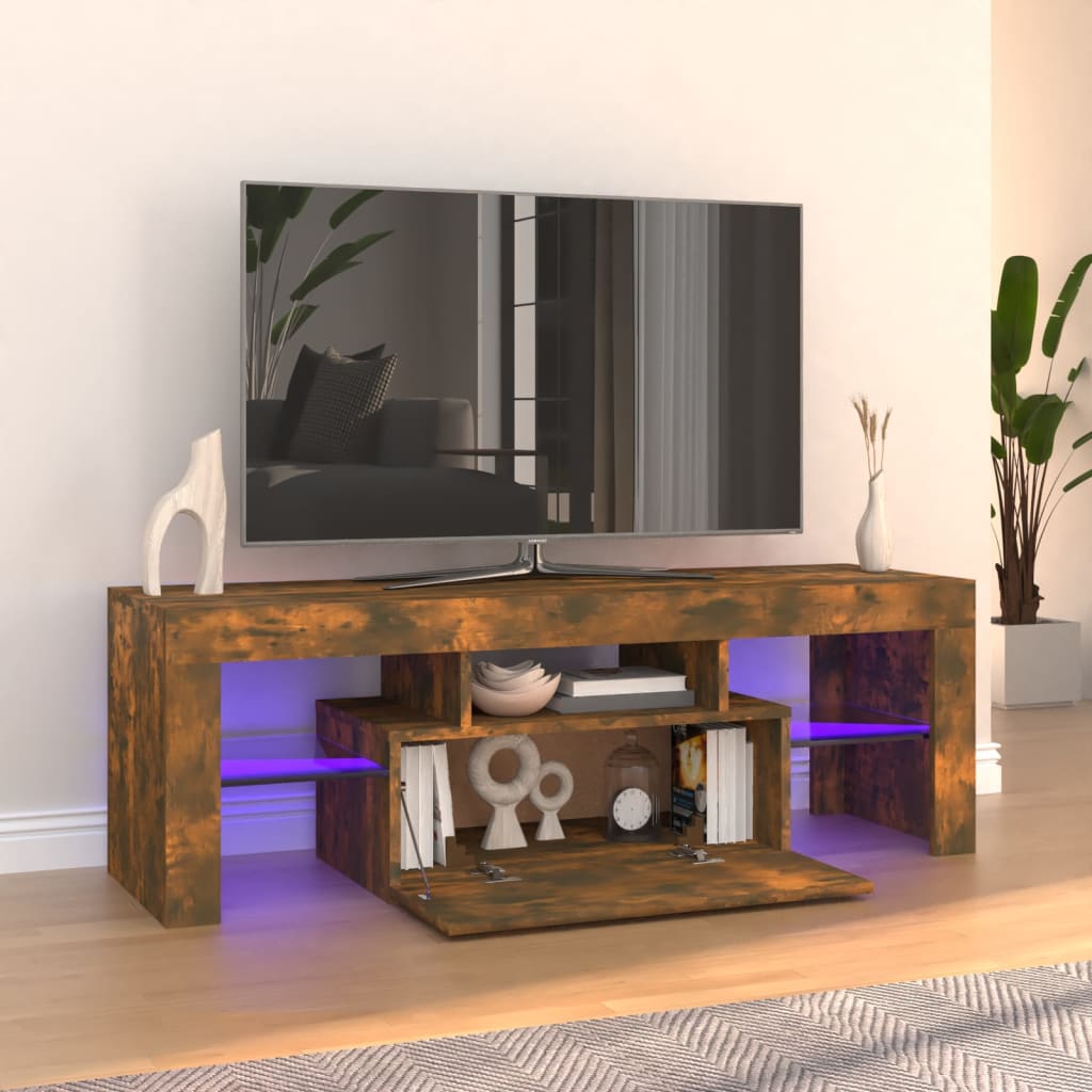 vidaXL Szafka pod TV z owietleniem LED, przydymiony db, 120x35x40 cm