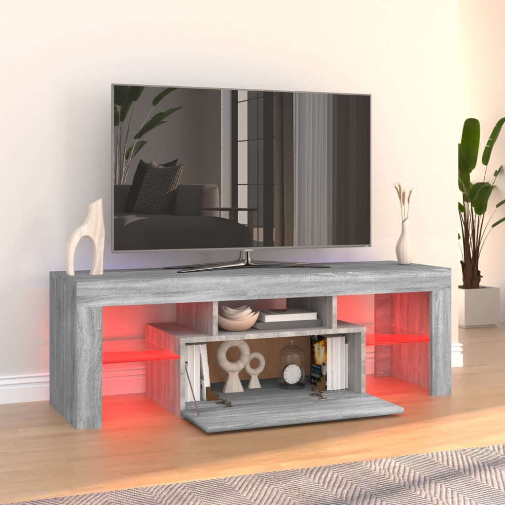 Meuble TV avec lumières LED Sonoma gris 120x35x40 cm | meublestv.fr 11