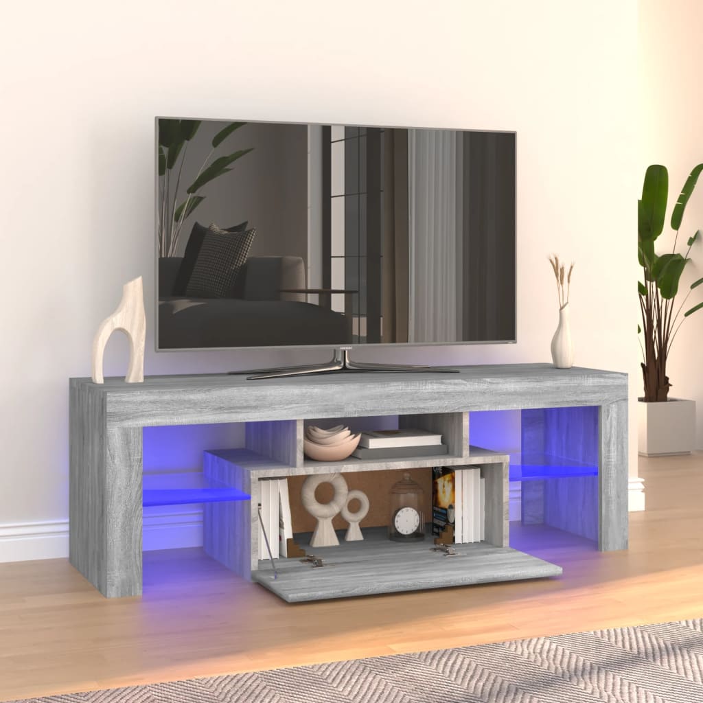 Meuble TV avec lumières LED Sonoma gris 120x35x40 cm | meublestv.fr 2