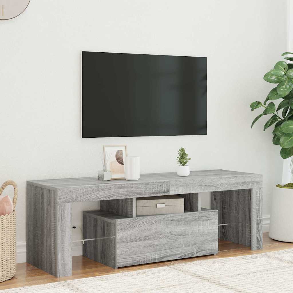 vidaXL Szafka pod TV z LED, szary db sonoma, 120x35x40 cm