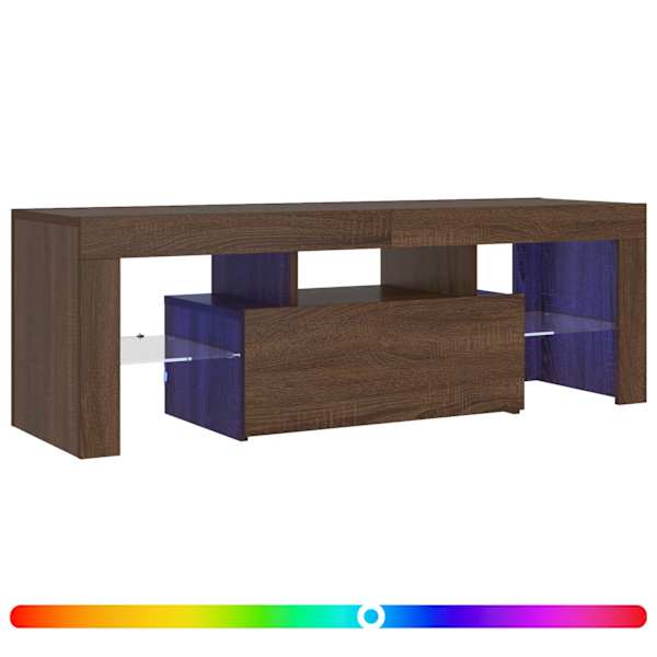 vidaXL telerialus LED-tuledega, pruun tamm, 120 x 35 x 40 cm