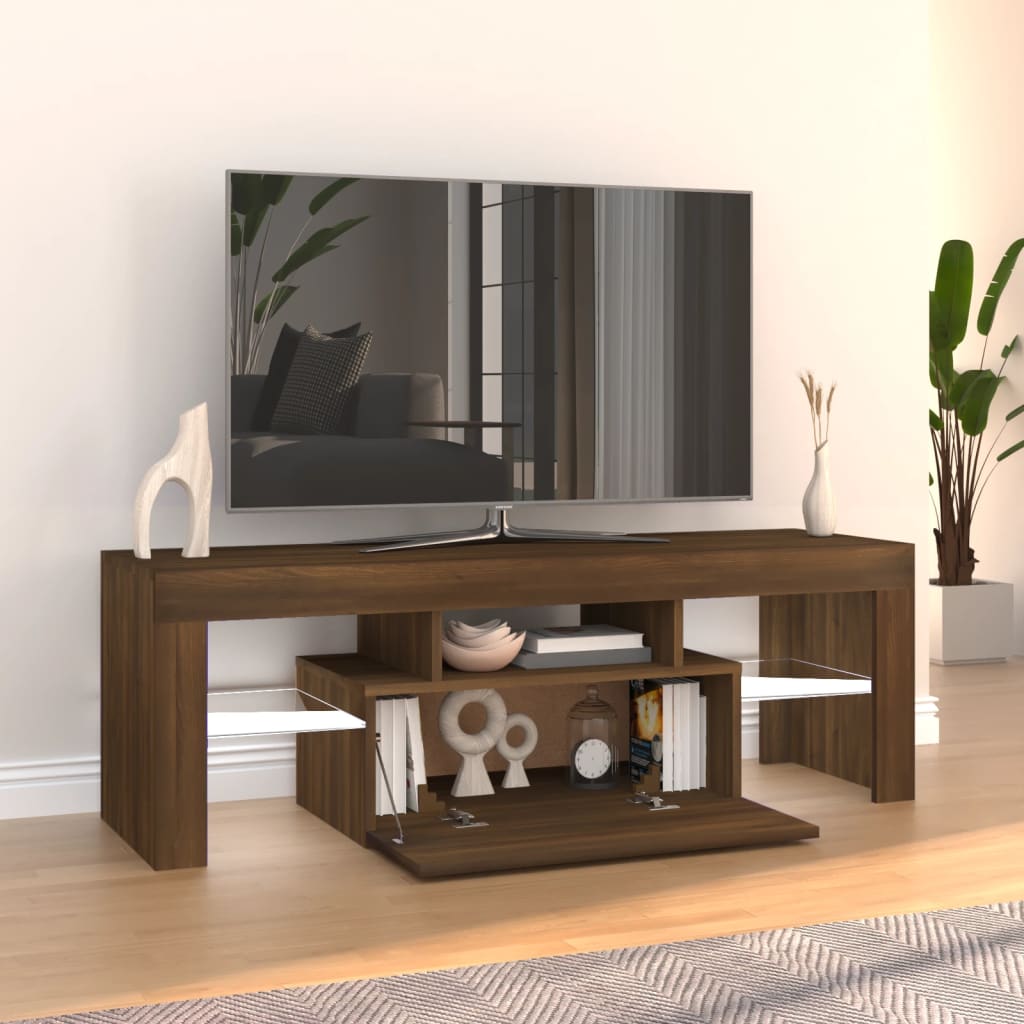 Meuble TV avec lumières LED Chêne marron 120x35x40 cm | meublestv.fr 9