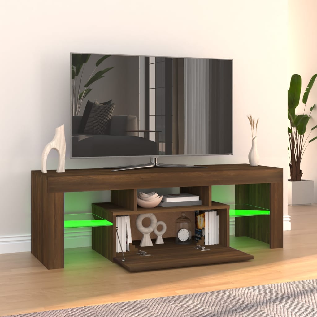 Meuble TV avec lumières LED Chêne marron 120x35x40 cm | meublestv.fr 10