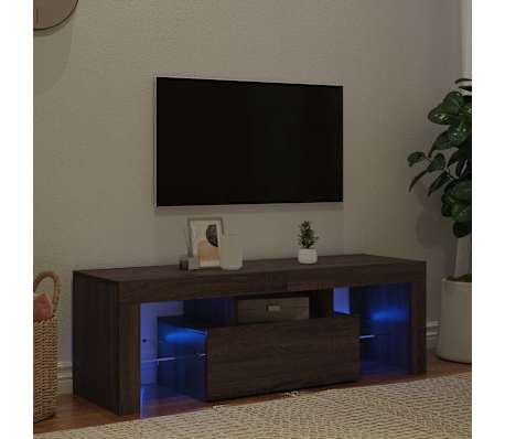 vidaXL Meuble TV avec lumi&egrave;res LED ch&ecirc;ne marron 120x35x40 cm
