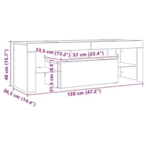TV skříňka s LED osvětlením hnědý dub 120 x 35 x 40 cm - obrázek 14