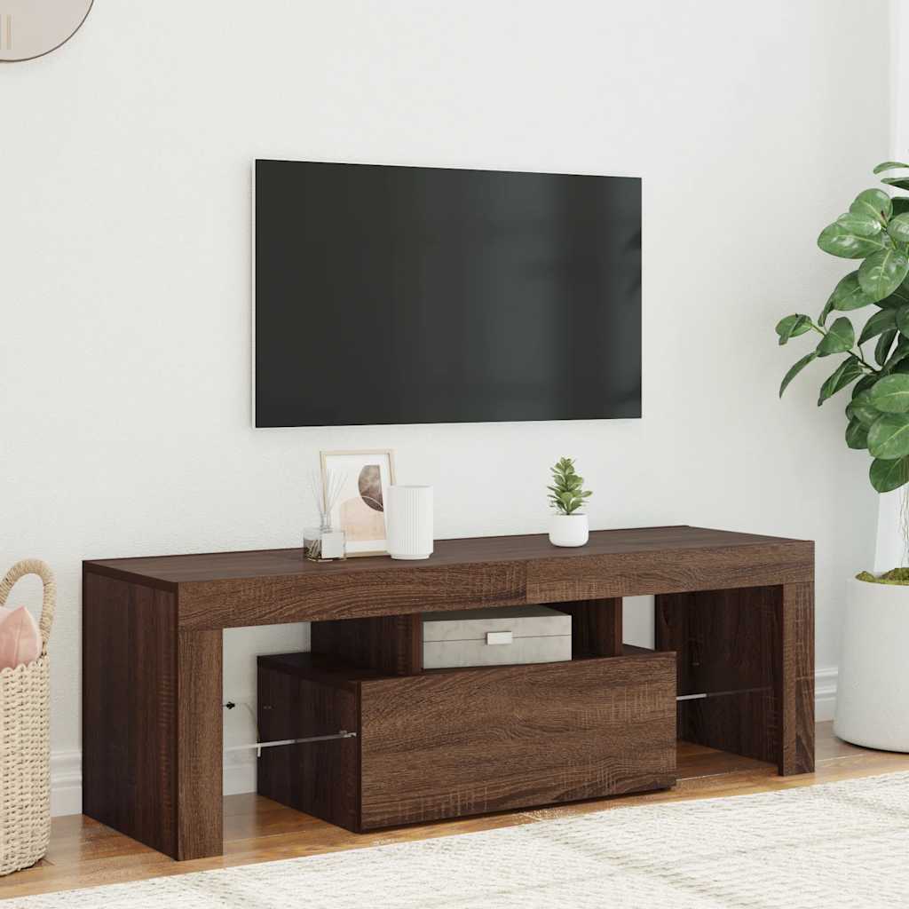 vidaXL Szafka pod TV z owietleniem LED, brzowy db, 120x35x40 cm