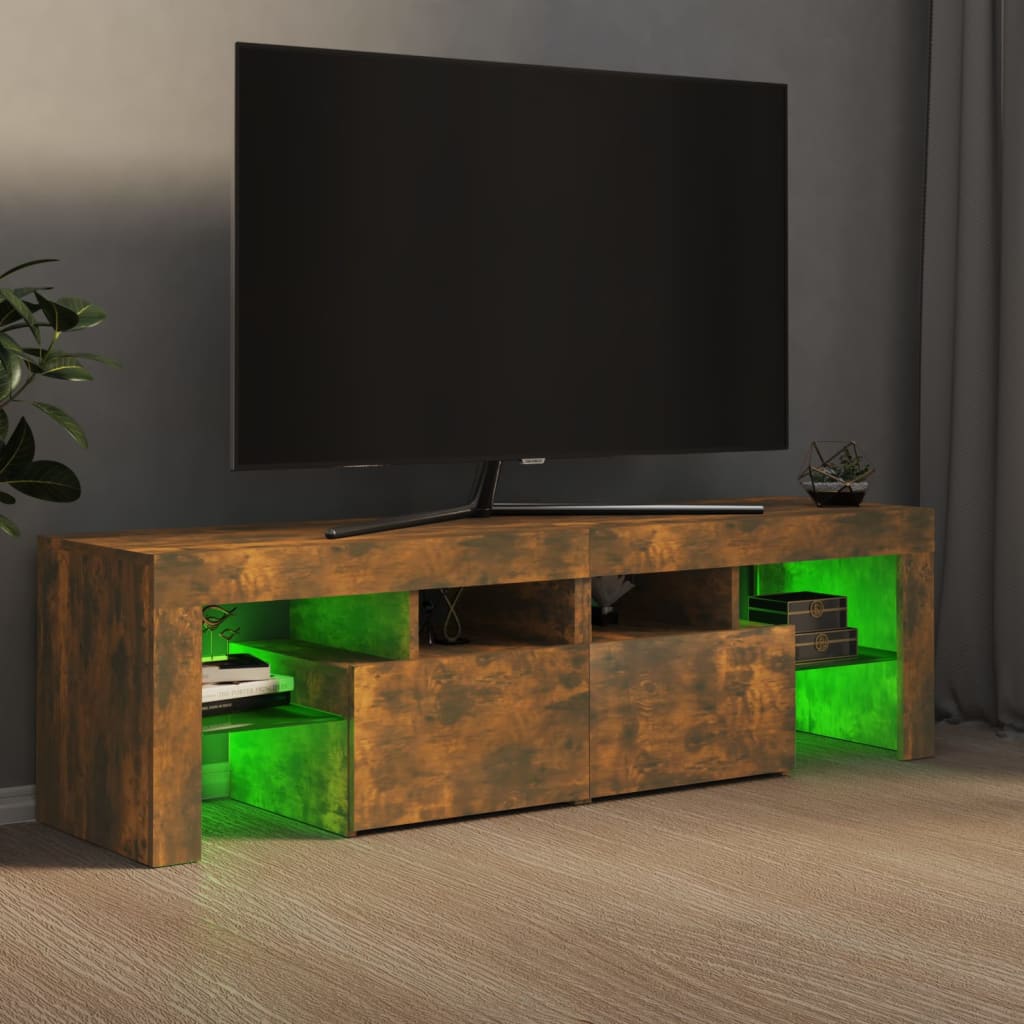 TV skříňka s LED osvětlením kouřový dub 140 x 36,5 x 40 cm