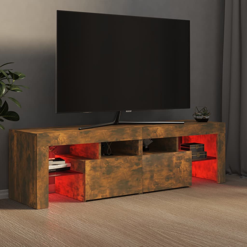 TV skříňka s LED osvětlením kouřový dub 140 x 36,5 x 40 cm