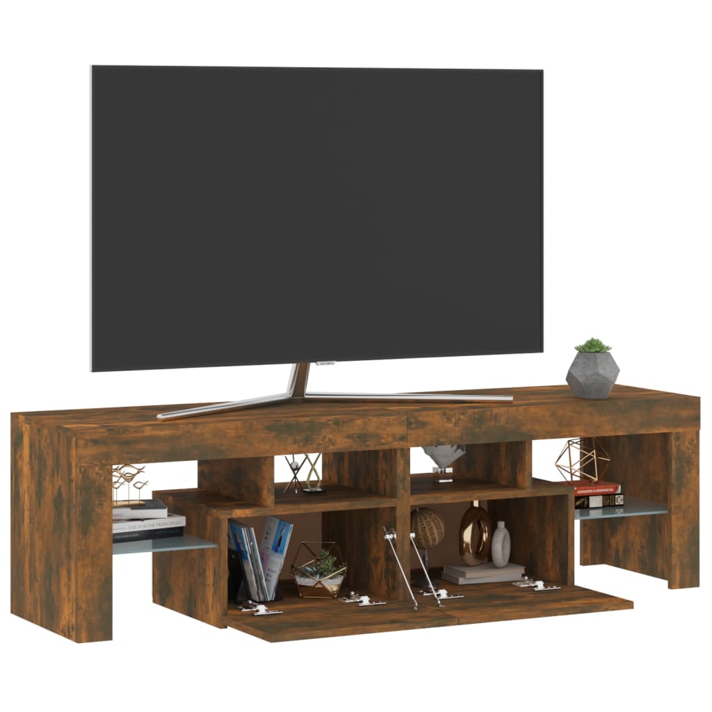 TV skříňka s LED osvětlením kouřový dub 140 x 36,5 x 40 cm