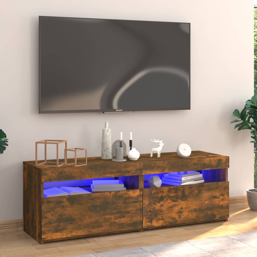 vidaXL Szafka pod TV z owietleniem LED, przydymiony db, 120x35x40 cm