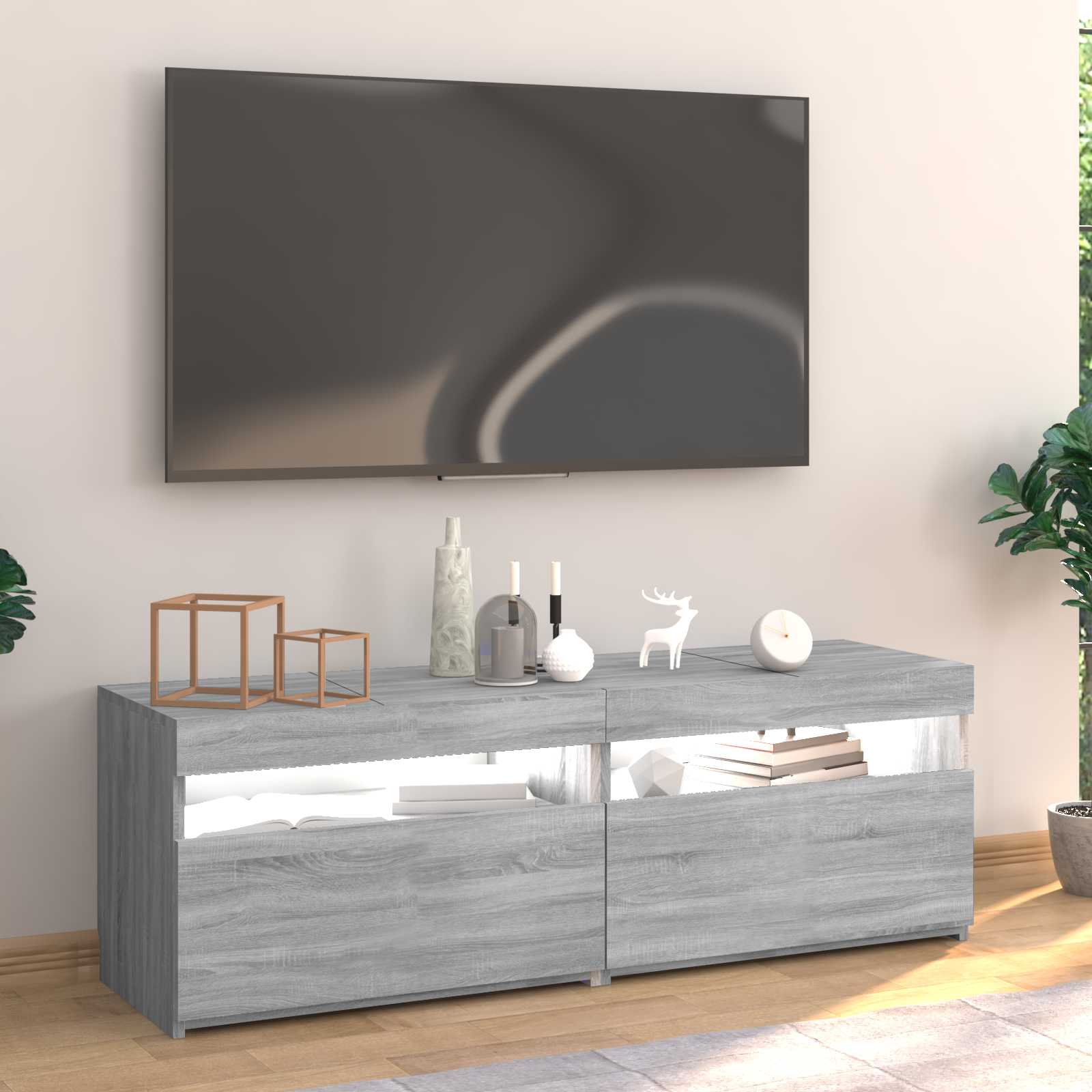 vidaXL Szafka pod TV z LED, szary d�b sonoma, 120x35x40 cm