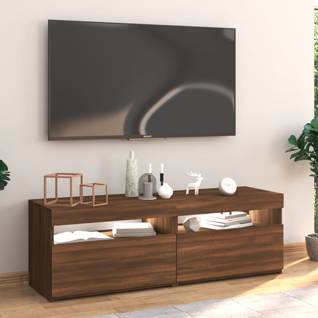 TV skříňka s LED osvětlením hnědý dub 120 x 35 x 40 cm