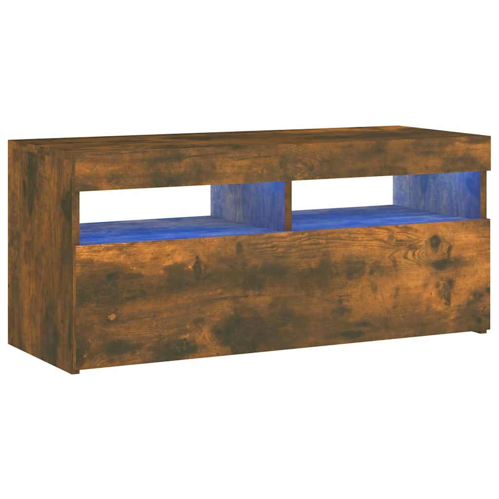 vidaXL TV skříňka s LED osvětlením kouřový dub 90 x 35 x 40 cm