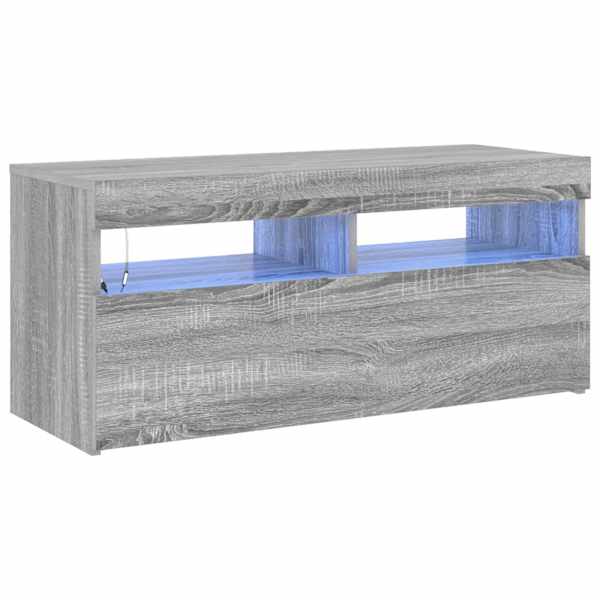 vidaXL telerialus LED-tuledega, hall Sonoma tamm, 90 x 35 x 40 cm